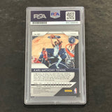 2017-18 Panini Prizm #107 Karl-Anthony Towns Signed Card Red White and Blue AUTO PSA Slabbed Timberwolves
