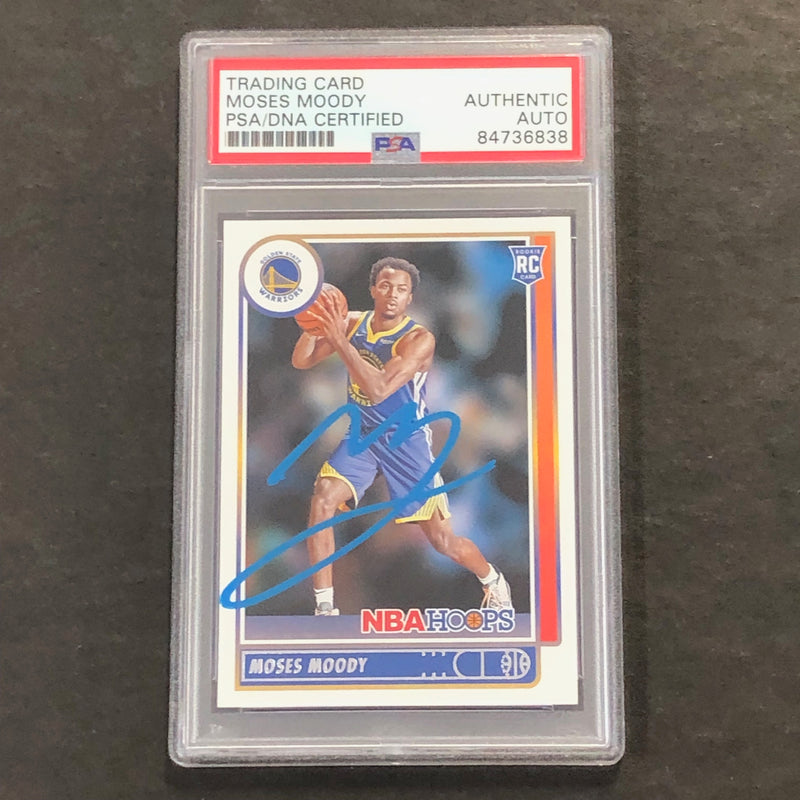 2021-22 Panini NBA Hoops #229 Moses Moody Signed Card AUTO PSA Slabbed Warriors