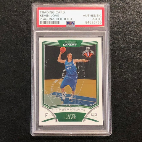 2008-09 Bowman Chrome #115 Kevin Love Signed Card AUTO PSA Slabbed RC Timberwolves