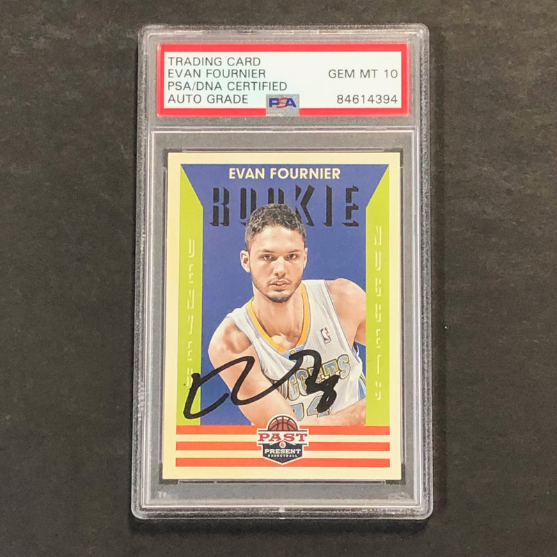 2009-10 Panini Past #162 Evan Fournier Signed Card AUTO Gem Mint 10 PSA/DNA Encapsulated Nuggets