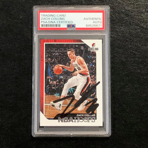 2018-19 NBA Hoops #238 ZACH COLLINS Signed Card AUT0 PSA Slabbed Blazers