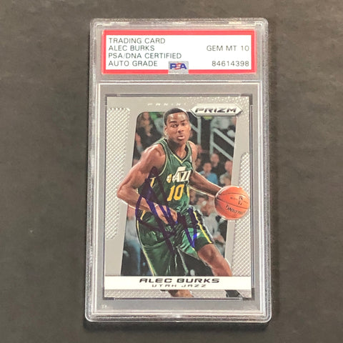 2013-14 Panini Prizm #162 Alec Burks Signed Card Auto Gem Mint 10 PSA/DNA Encapsulated Jazz