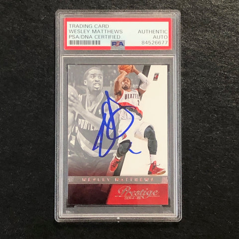 2014-15 Panini Prestige #143 Wesley Matthews Signed Card AUTO PSA Slabbed Trail Blazers