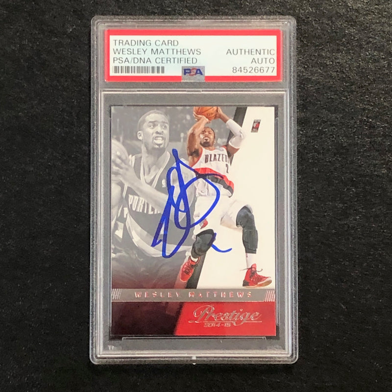 2014-15 Panini Prestige #143 Wesley Matthews Signed Card AUTO PSA Slabbed Trail Blazers