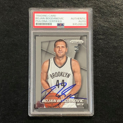 2014-15 Panini Prizm #293 Bojan Bogdanovic Signed Card AUTO PSA Slabbed RC Nets