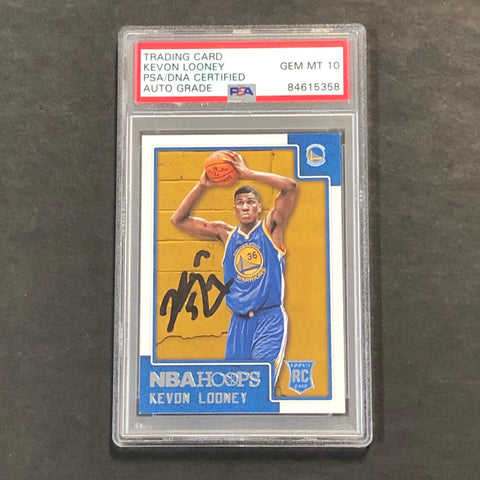 2015 Panini NBA Hoops #270 Kevon Looney Signed Card AUTO 10 PSA Slabbed RC Warriors