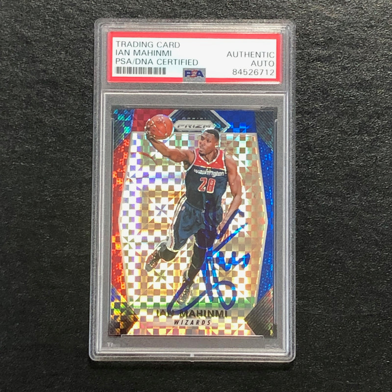 2017-18 Panini Prizm Red White Blue #138 Ian Mahinmi Signed Card AUTO PSA Slabbed Wizards
