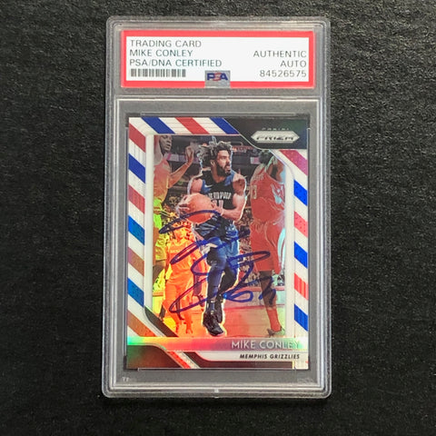 2018-19 Panini Prizm Red White Blue #86 Mike Conley signed Auto Card PSA/DNA Slabbed Grizzlies