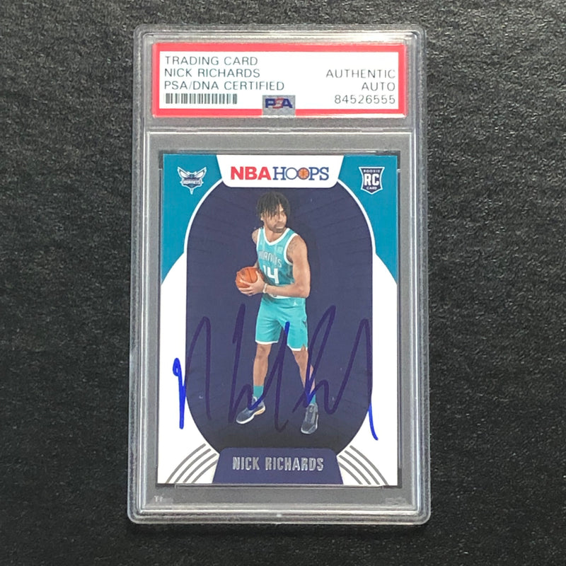 2020-21 NBA Hoops #222 Nick Richards Signed Card AUTO PSA Slabbed RC Hornets