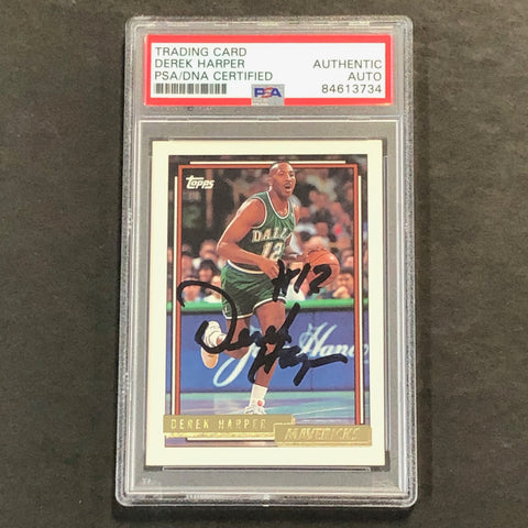 1992-93 Topps Basketball #93 Derek Harper Signed Card AUTO PSA Slabbed Mavericks