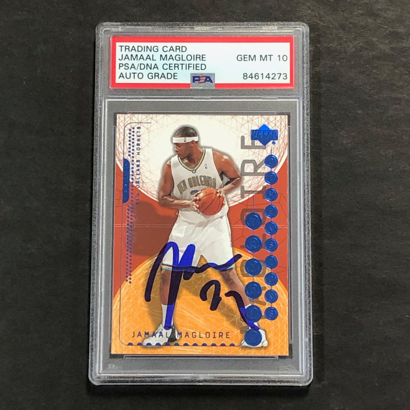 2003-04 Upper Deck Triple Dimensions #56 Jamaal Magloire Signed Card AUTO 10 PSA Slabbed Hornets