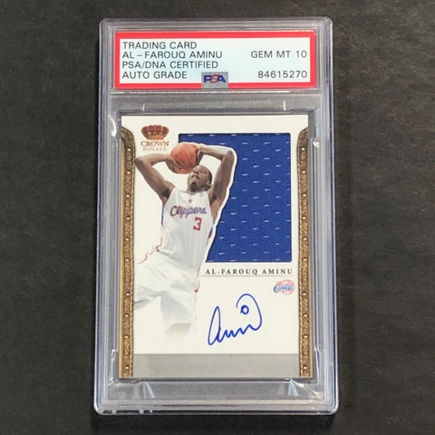2010-11 Panini Crown Royale #322 Al-Farouq Aminu Signed Relic Card AUTO 10 PSA Slabbed Clippers