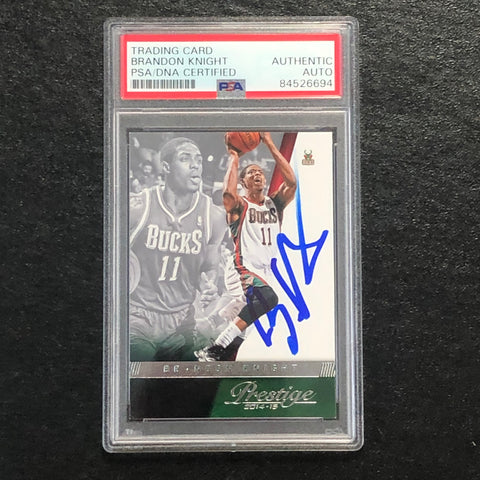 2014-15 Panini Prestige #56 Brandon Knight Signed Card AUTO PSA Slabbed Bucks