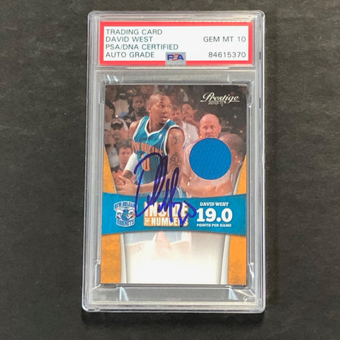 2010-11 Panini Prestige Inside the Numbers #9 David West Signed Relic Card AUTO 10 PSA Slabbed Hornets