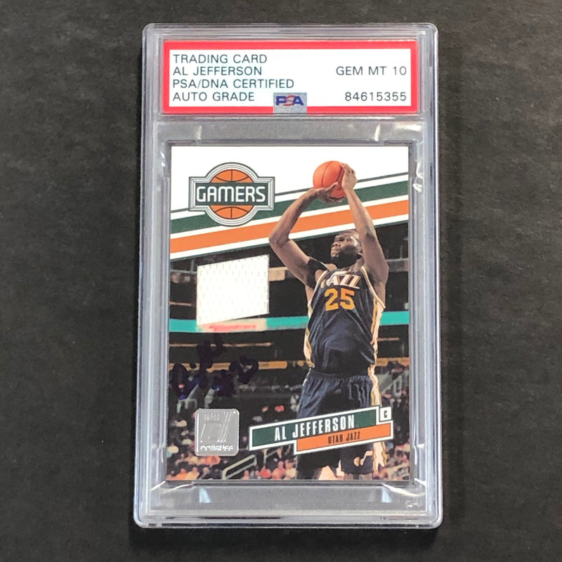 2010-11 Donruss Gamers #10 Al Jefferson Signed Relic Card AUTO 10 PSA Slabbed Jazz