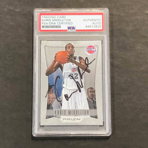 2012-13 Panini Prizm #285 Khris Middleton Signed Card AUTO PSA/DNA Slabbed Pistons