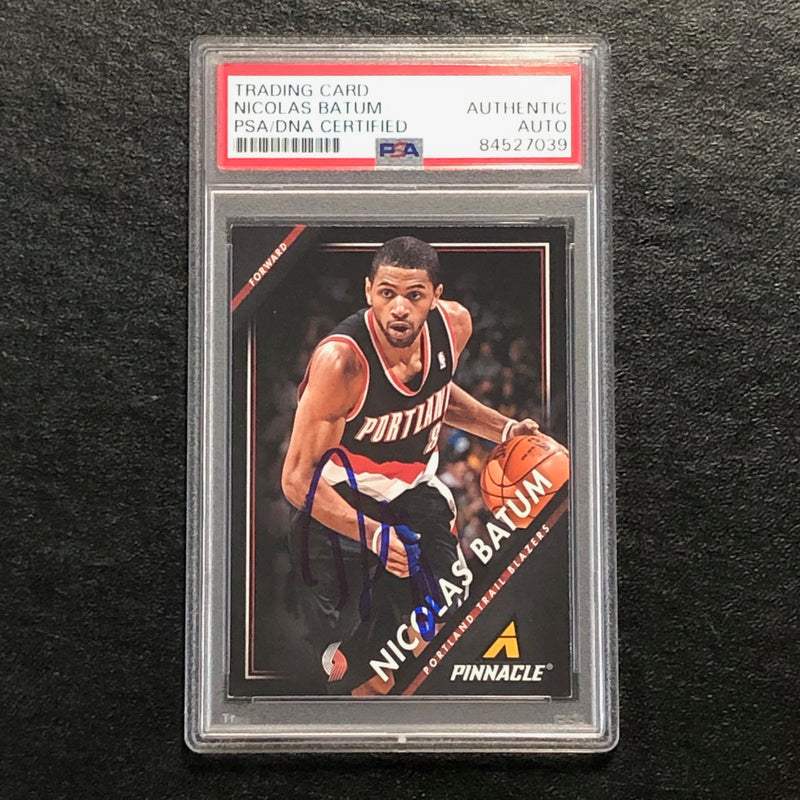 2013-14 Pinnacle Basketball #235 Nicolas Batum Signed Card AUTO PSA Slabbed Blazers