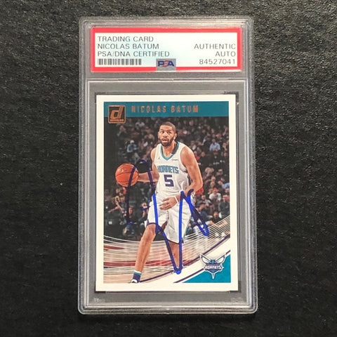 2018-19 Donruss #18 Nicolas Batum Signed Card AUTO PSA Slabbed Hornets