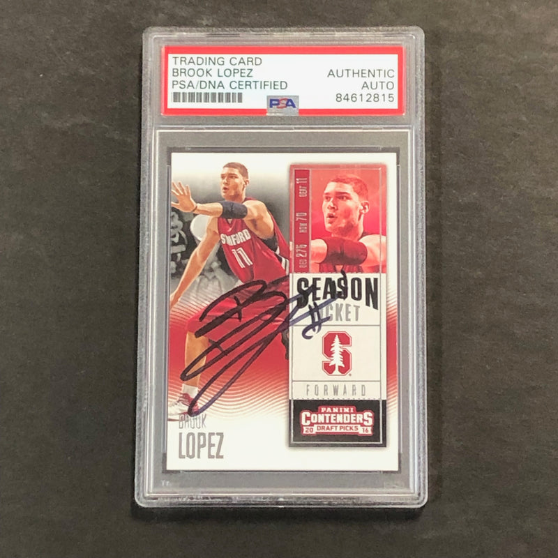 2016-17 Contenders Draft Picks Season Ticket #12 Brook Lopez Signed Card AUTO PSA Slabbed Stanford