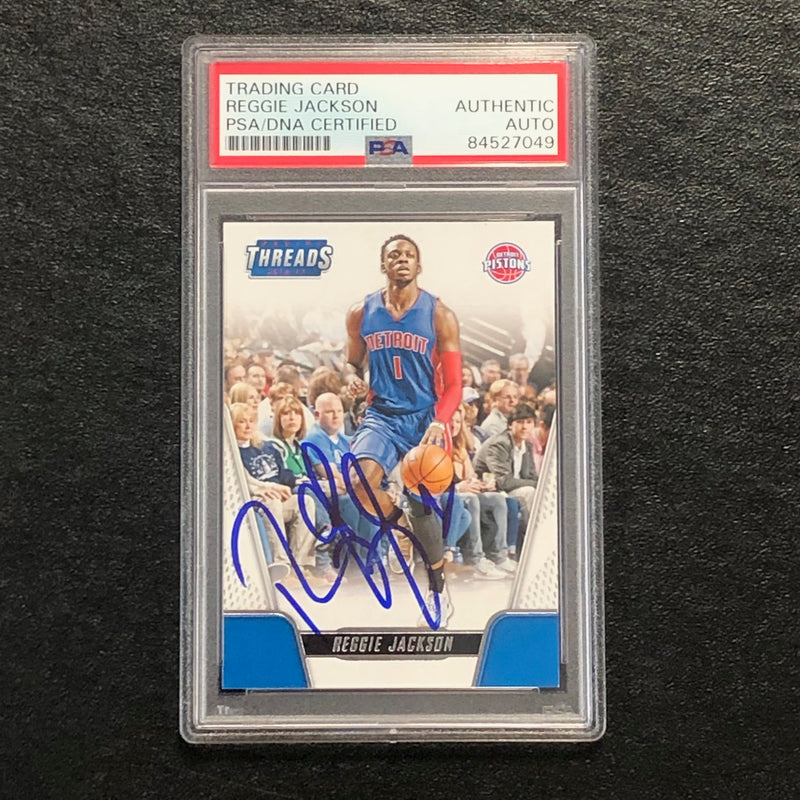 2016-17 Panini Threads #77 Reggie Jackson Signed Card Auto PSA/DNA Slabbed Pistons