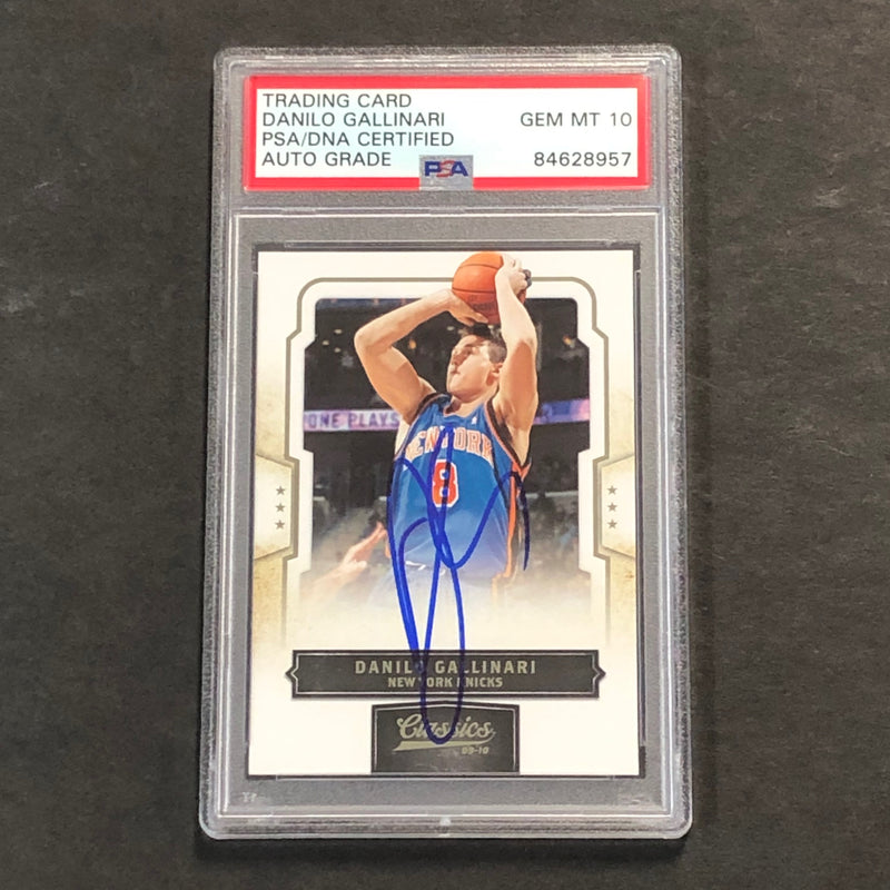 2009-10 Classics Basketball #10 Danilo Gallinari Signed Card AUTO 10 PSA Slabbed Knicks