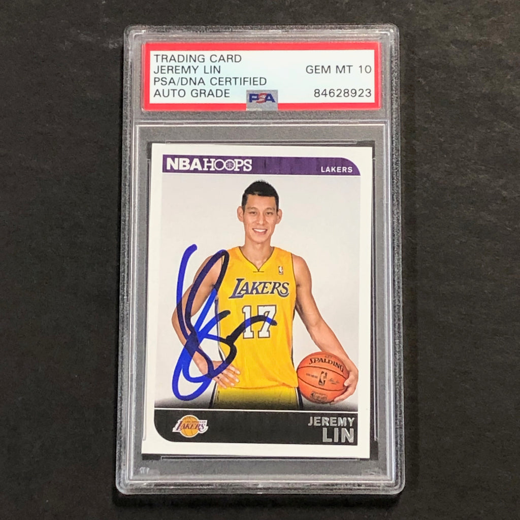 2014-15 NBA Hoops #191 Jeremy Lin Signed Card AUTO 10 PSA Slabbed