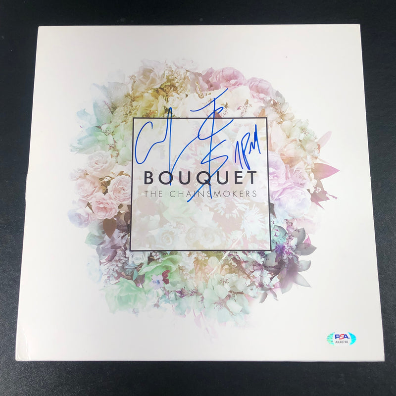 ALEX PALL ANDREW TAGGART signed The Chainsmokers' Bouquet LP Vinyl PSA/DNA Album autographed Pop