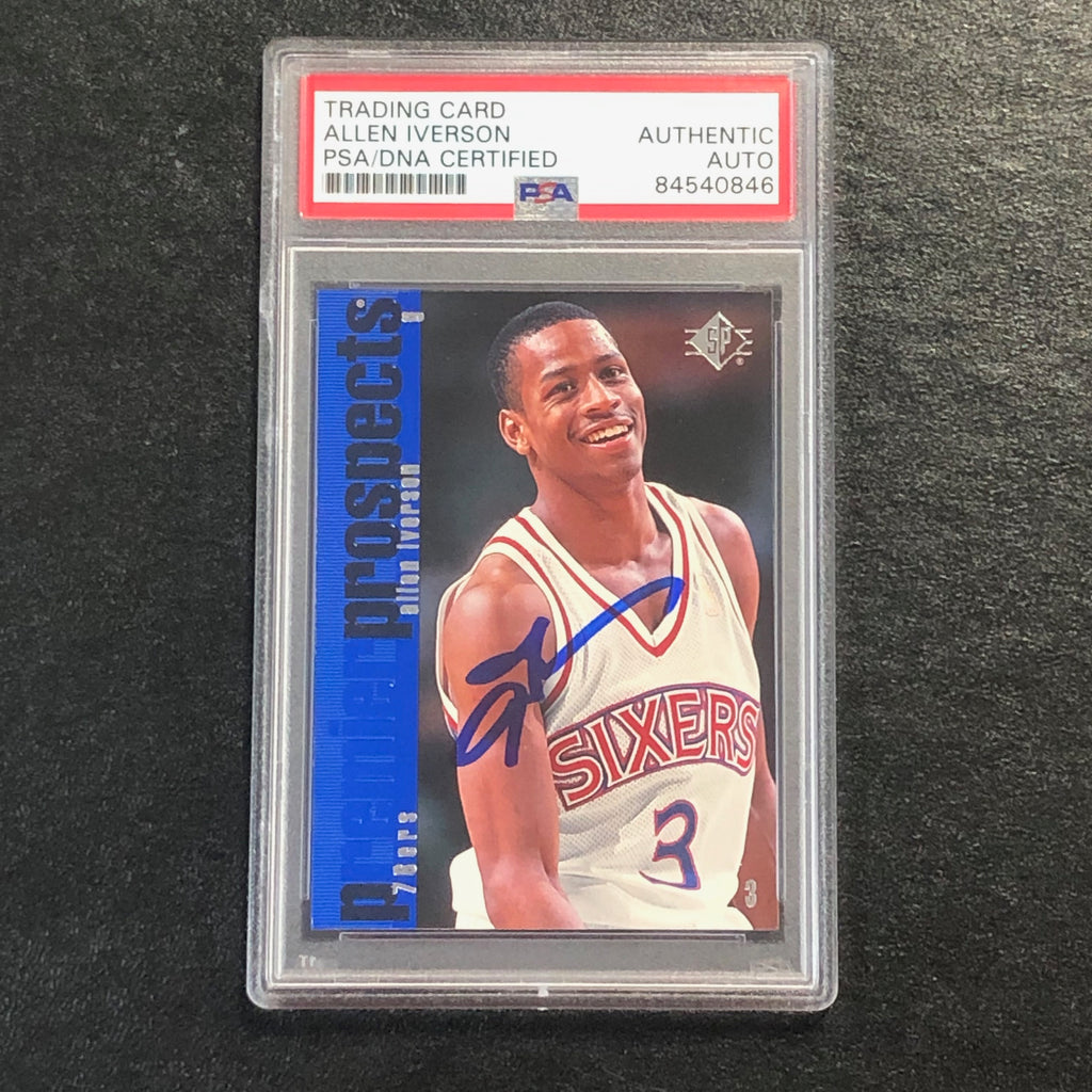 1996 SP Premier Prospects #141 Allen Iverson Signed Card AUTO PSA