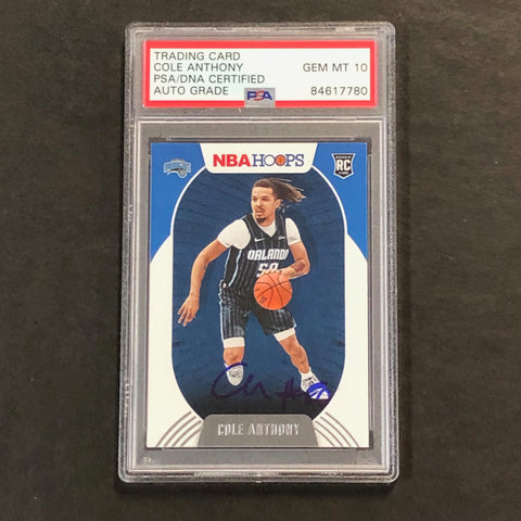 2020-21 NBA Hoops #234 Cole Anthony Signed Card AUTO 10 PSA Slabbed RC Magic