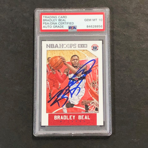 2015-16 NBA Hoops #192 Bradley Beal Signed Card AUTO 10 PSA Slabbed Wizards