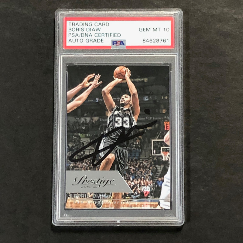 2015-16 Prestige Basketball #110 Boris Diaw Signed Card AUTO 10 PSA Slabbed Spurs