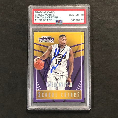 2015 Contenders Draft Picks #19 Jarell Martin Signed Card AUTO 10 PSA Slabbed LSU