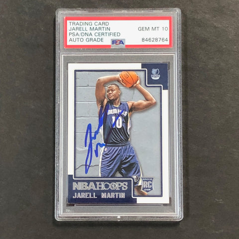 2015-16 NBA Hoops #266 Jarell Martin Signed Card AUTO 10 PSA Slabbed RC Grizzlies