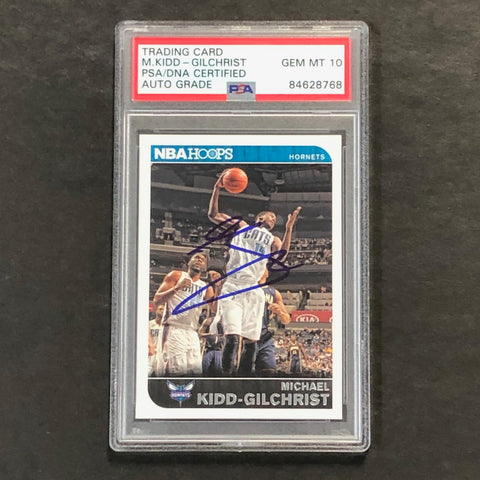 2014-15 NBA Hoops #203 Michael Kidd-Gilchrist Signed Card AUTO 10 PSA Slabbed Hornets