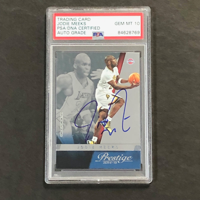 2014-15 Prestige Basketball #122 Jodie Meeks Signed Card AUTO 10 PSA Slabbed Pistons