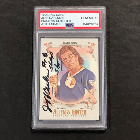 2021 Topps Allen & Ginter #256 JEFF CARLSON Signed Card PSA/DNA Encapsulated AUTO 10 Slabbed Slapshot