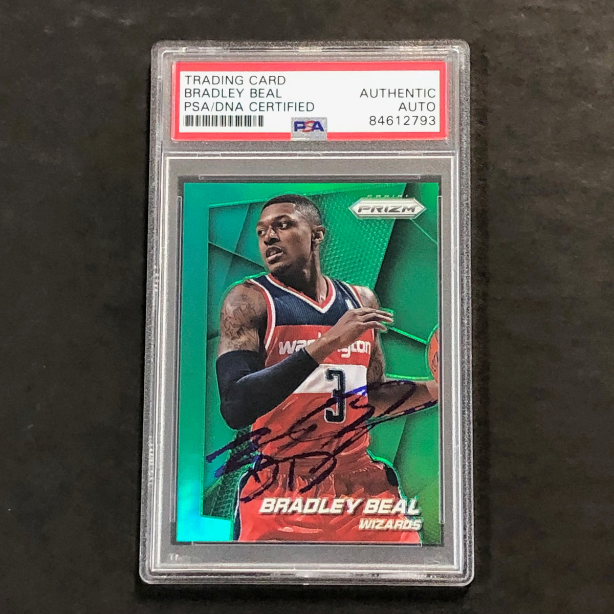 2014-15 Panini Prizm Green #19 Bradley Beal Signed Card AUTO PSA