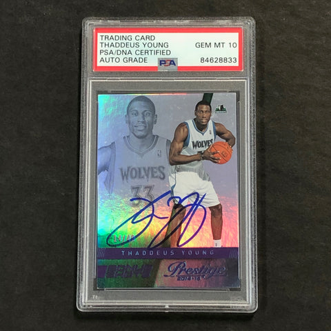 2014-15 Panini Prestige #151 Thaddeus Young Signed Card AUTO 10 PSA/DNA Slabbed Timberwolves