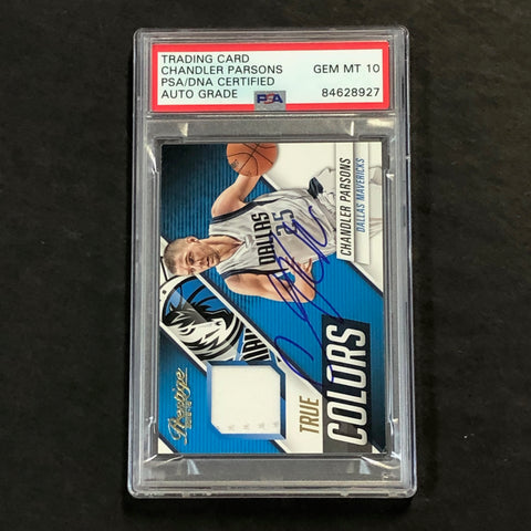 2015-16 Prestige True Colors #18 Chandler Parsons Signed Relic Card AUTO 10 PSA/DNA Slabbed Mavericks