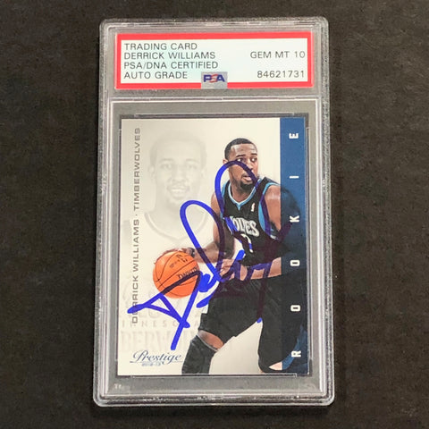 2012-13 Panini Prestige #152 Derrick Williams Signed Card AUTO 10 PSA/DNA Slabbed RC Timberwolves