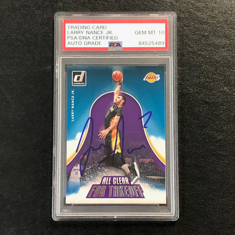 2017-18 Donruss All Clear For Takeoff #14 Larry Nance Jr. Signed Card AUTO 10 PSA Slabbed Lakers