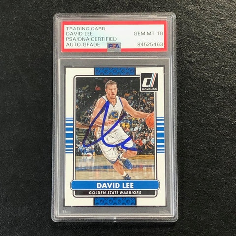 2014-15 Panini Donruss #147 David Lee Signed Relic Card AUTO 10 PSA Slabbed Warriors