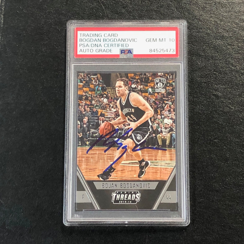 2015-16 Panini Threads #29 Bojan Bogdanovic Signed Card AUTO 10 PSA Slabbed Nets