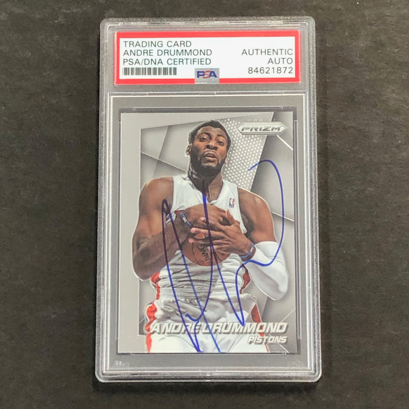 2014-15 Panini Prizm #67 Andre Drummond Signed Card AUTO PSA Slabbed Pistons