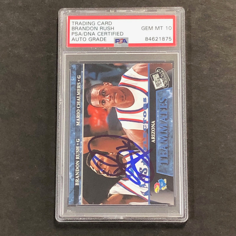 2008-09 PRESS PASS #60 Brandon Rush Signed Card AUTO 10 PSA Slabbed Jayhawks