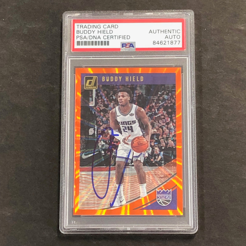 2018-19 Panini Donruss Orange Laser #71 Buddy Hield Signed Card AUTO PSA Slabbed Kings