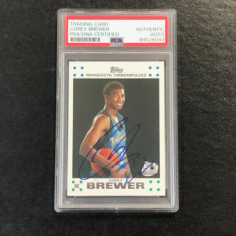 2007-08 Topps #7 Corey Brewer Signed Card AUTO PSA Slabbed RC Timberwolves