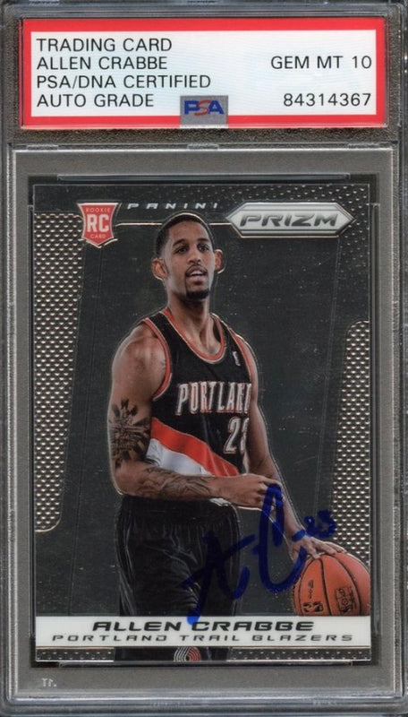 2013 Panini Prizm #295 Allen Crabbe Signed Card AUTO 10 PSA Slabbed RC Blazers