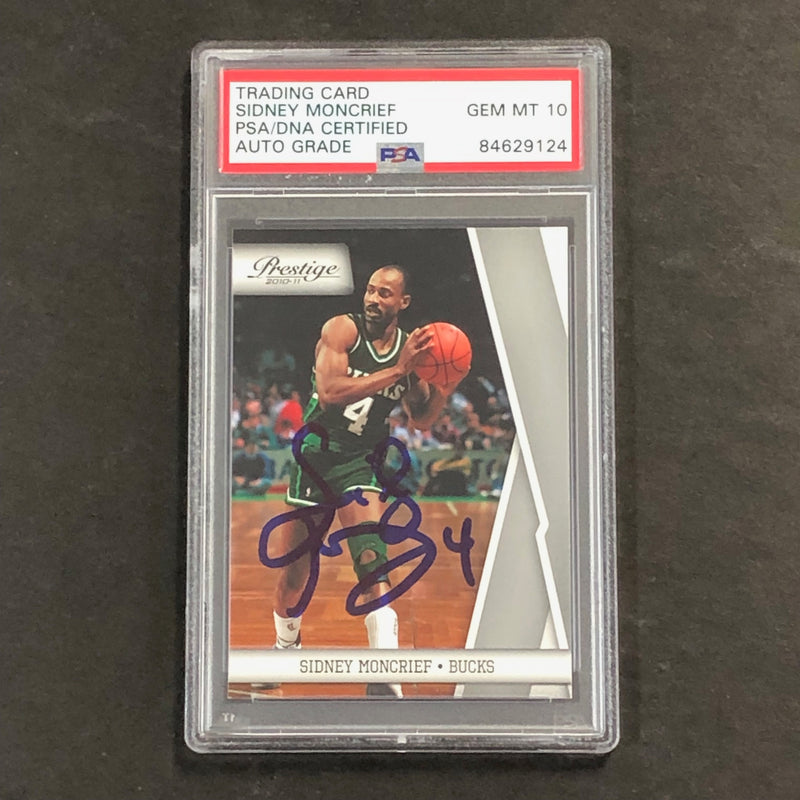 2010-11 Panini Prestige #149 Sidney Moncrief Signed Card AUTO 10 PSA Slabbed Bucks