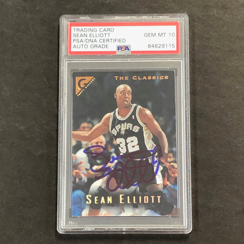 1995-96 Topps Gallery #117 Sean Elliott Signed Card Auto 10 PSA Slabbed Spurs
